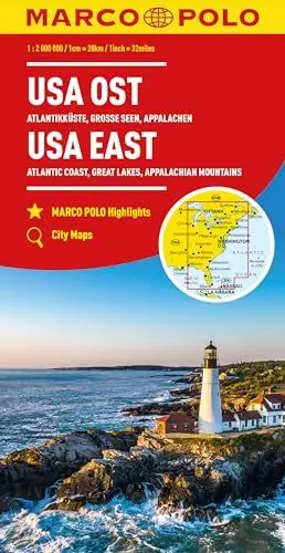 Produktbild: MARCO POLO Kontinentalkarte USA Ost 1:2 Mio.: Große Seen, Appalachen, Atlantikküste, Florida