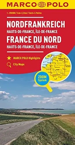 Produktbild: MARCO POLO Regionalkarte Hauts-de-France, Île-de-France 1:250.000 Landkarte – Gefaltete Karte, 3. März 2022