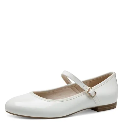 Produktbild: MARCO TOZZI Damen Ballerinas mit Riemchen Vegan, Weiß (White Patent), 37 EU