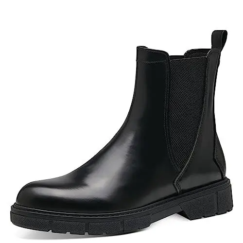 Produktbild: MARCO TOZZI Damen Chelsea Boots aus Kunstleder Flach, Schwarz (Black Brush), 38