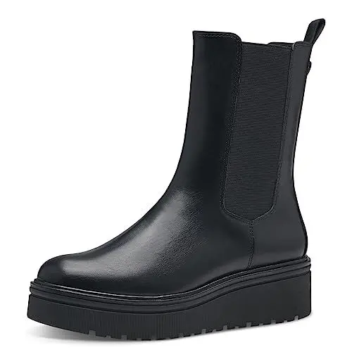 Produktbild: MARCO TOZZI Damen Chelsea Boots aus Kunstleder Plateau, Schwarz (Black), 39