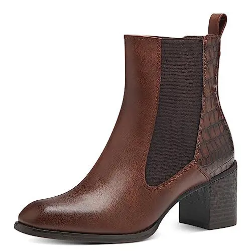 Produktbild: MARCO TOZZI Damen Chelsea Boots aus Kunstleder mit Absatz, Braun (Chestnut Comb), 37