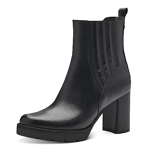 Produktbild: MARCO TOZZI Damen Chelsea Boots aus Kunstleder mit Absatz, Schwarz (Black), 41