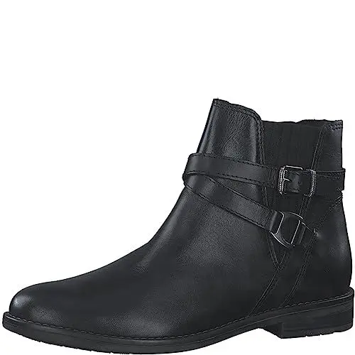 Produktbild: MARCO TOZZI Damen Chelsea Boots aus Leder Flach, Schwarz (Black), 40