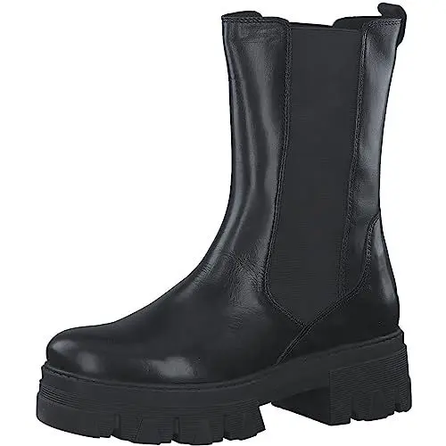 Produktbild: MARCO TOZZI Damen Chelsea Boots aus Leder Plateau, Schwarz (Black), 39