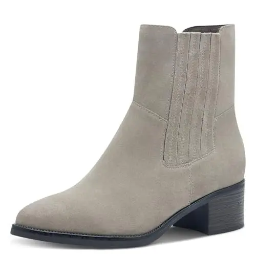 Produktbild: MARCO TOZZI Damen Chelsea Boots aus Leder mit Absatz, Braun (Pepper), 41 EU