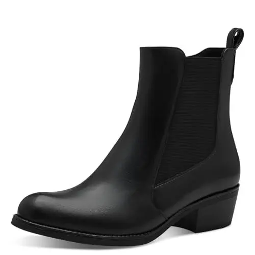 Produktbild: MARCO TOZZI Damen Chelsea Boots mit Blockabsatz mit Reißverschluss, Schwarz (Black), 39 EU
