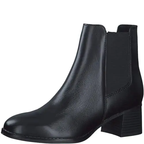 Produktbild: MARCO TOZZI Damen Chelsea Boots mit Lederanteil mit Absatz, Schwarz (Black), 36 EU