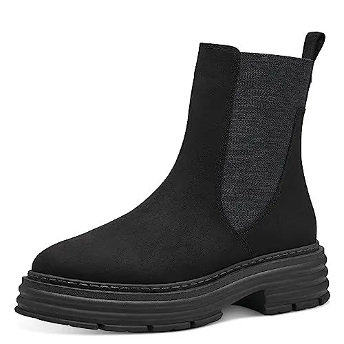 Produktbild: MARCO TOZZI Damen Chelsea Boots zum Reinschlüpfen Plateau, Schwarz (Black), 39