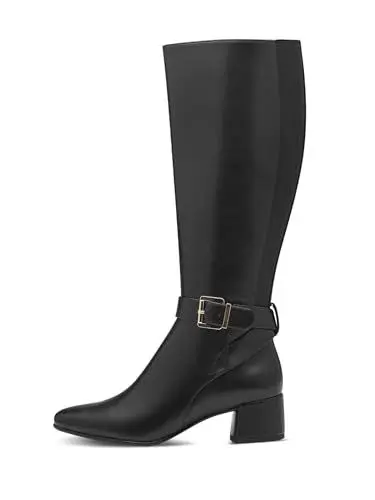 Produktbild: MARCO TOZZI Damen Hohe Stiefel mit Absatz aus Kunstleder mit Schnalle, Schwarz (Black), 37 EU