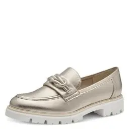Produktbild: MARCO TOZZI Damen Loafer mit Absatz mit Plateausohle Vegan, Beige (Platinum), 40 EU