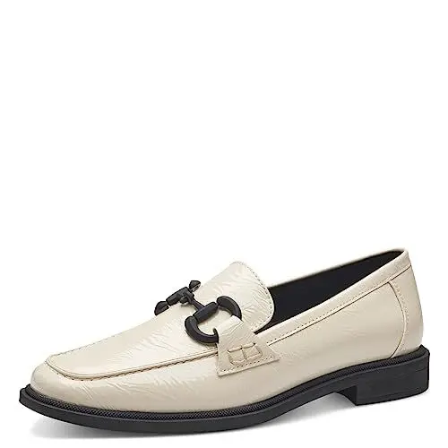 Produktbild: MARCO TOZZI Damen Loafer ohne Absatz Lack Business Slippers, Beige (Cream Pat. Cb.), 38