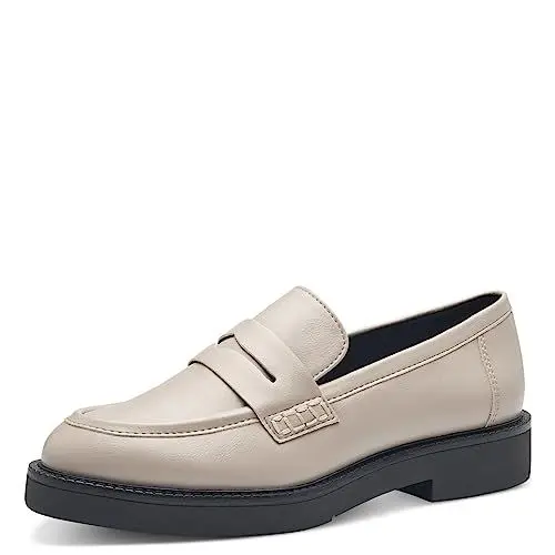 Produktbild: MARCO TOZZI Damen Loafer ohne Absatz aus Kunstleder Klassisch, Grau (Taupe), 38