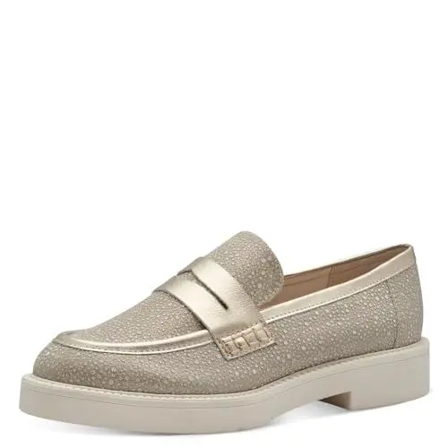 Produktbild: MARCO TOZZI Damen Loafer ohne Absatz aus Kunstleder mit Blockabsatz, Gold (Gold), 39 EU