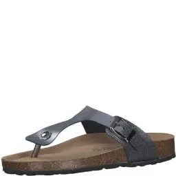 Produktbild: MARCO TOZZI Damen Pantoletten Zehentrenner aus Leder, Metallisch (Steel), 36 EU