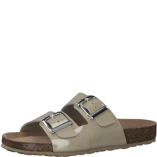 Produktbild: MARCO TOZZI Damen Pantoletten aus Leder Lack, Beige (Pebble Patent), 39 EU