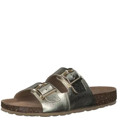 Produktbild: MARCO TOZZI Damen Pantoletten aus Leder Lack, Beige (Platinum), 38 EU