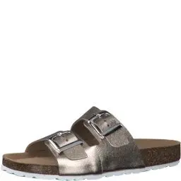 Produktbild: MARCO TOZZI Damen Pantoletten aus Leder Lack, Metallisch (Rose Metallic), 39 EU