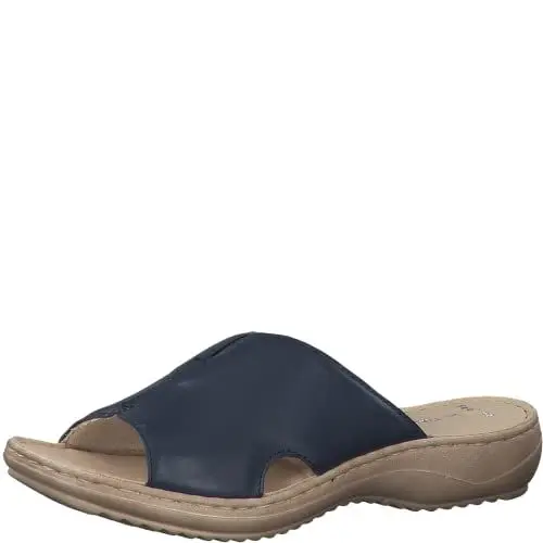 Produktbild: MARCO TOZZI Damen Pantoletten aus Leder mit dicker Sohle, Blau (Navy), 39 EU