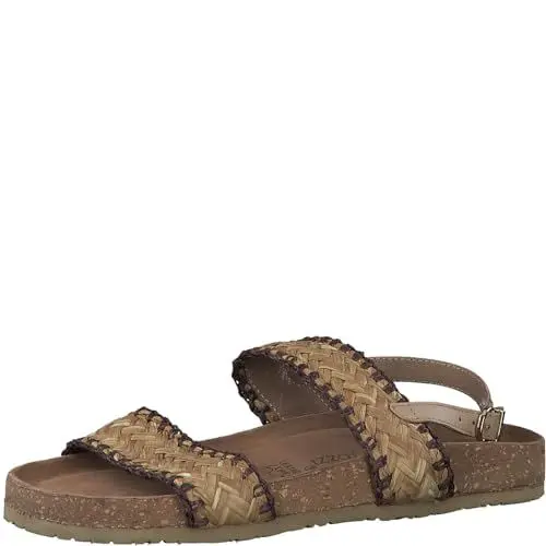 Produktbild: MARCO TOZZI Damen Sandalen flach mit Verstellbarem Riemen Bequem, Mehrfarbig (Nature Comb), 38 EU