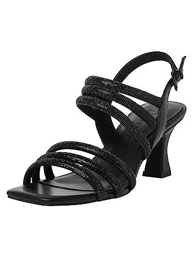 Produktbild: MARCO TOZZI Damen Sandalen mit Absatz Glitzer Festlich, Schwarz (Black Comb), 37 EU