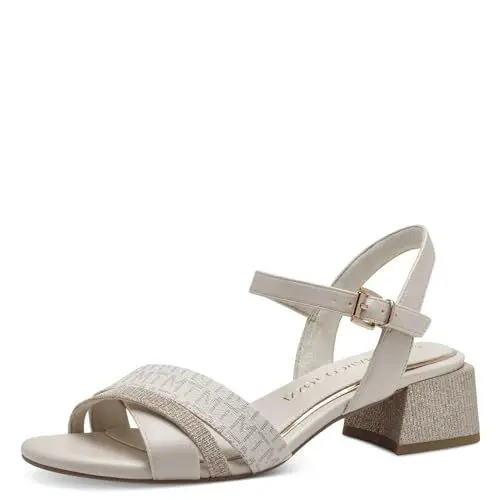 Produktbild: MARCO TOZZI Damen Sandalen mit Absatz mit Verstellbarem Riemen Elegant, Beige (Cream Comb), 40 EU