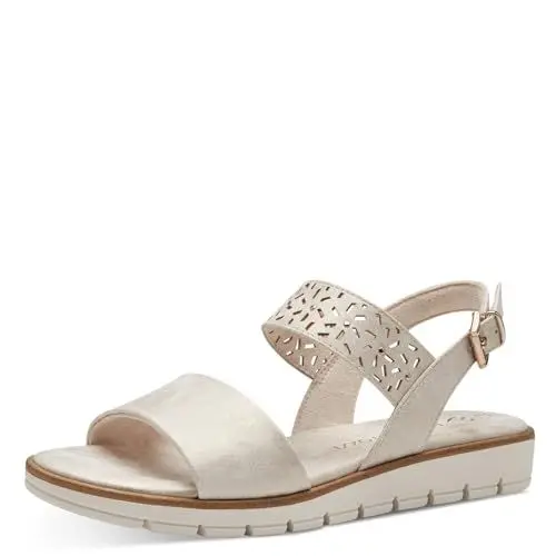Produktbild: MARCO TOZZI Damen Sandalen mit Keilabsatz mit Verstellbarem Riemen Vegan, Gold (Dune Metallic), 36 EU