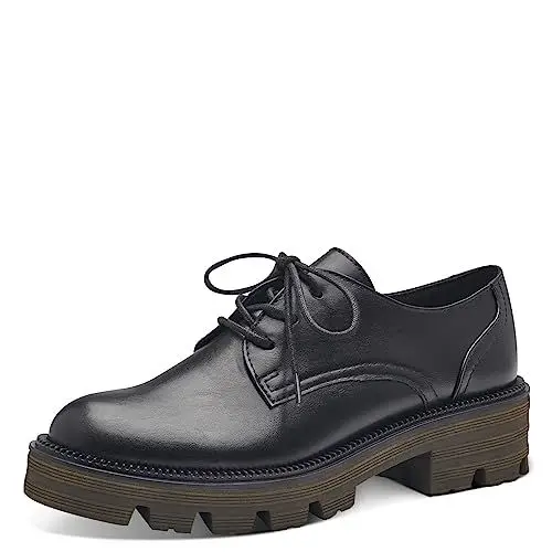 Produktbild: MARCO TOZZI Damen Schnürschuhe aus Kunstleder Plateau, Schwarz (Black/Khaki), 40