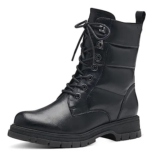 Produktbild: MARCO TOZZI Damen Schnürstiefel ohne Absatz aus Kunstleder Winter, Schwarz (Black), 38