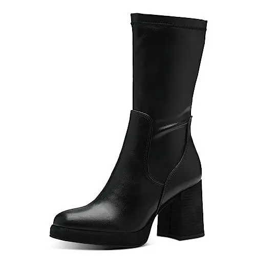 Produktbild: MARCO TOZZI Damen Stiefel mit Absatz aus Kunstleder Blockabsatz, Schwarz (Black), 38