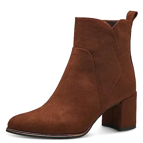 Produktbild: MARCO TOZZI Damen Stiefeletten mit Absatz Spitz mit Reißverschluss, Braun (Cognac), 38 EU