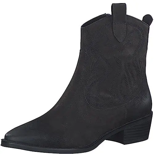 Produktbild: MARCO TOZZI Damen Stiefeletten mit Absatz aus Kunstleder Cowboy, Schwarz (Black), 42