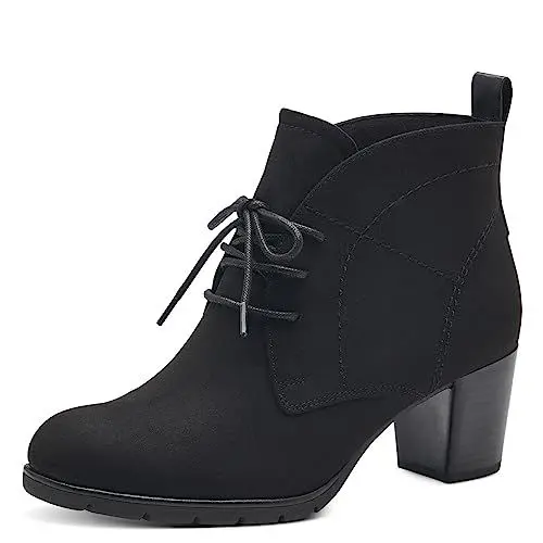 Produktbild: MARCO TOZZI Damen Stiefeletten mit Absatz zum Schnüren Vegan, Schwarz (Black), 39 EU