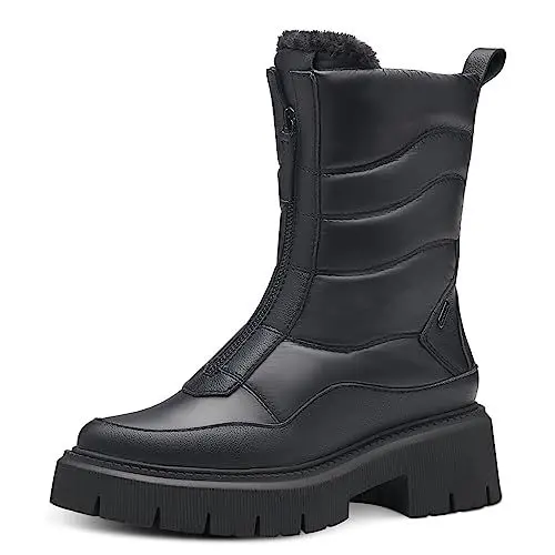 Produktbild: MARCO TOZZI Damen Stiefeletten ohne Absatz Winter Plateau, Schwarz (Black Met.Comb), 39