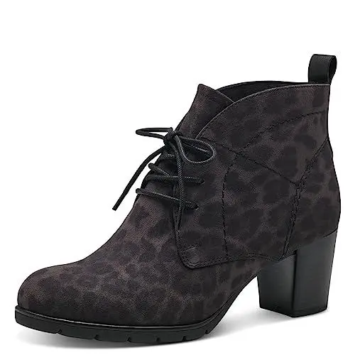 Produktbild: MARCO TOZZI Damen Stiefeletten zum Schnüren Elegant Blockabsatz, Grau (Leo Dk.Grey), 38