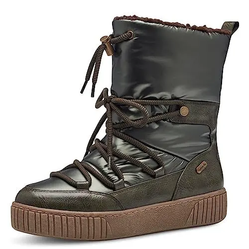 Produktbild: MARCO TOZZI Damen Stiefeletten zum Schnüren Winter Gefüttert, Grün (Khaki Metallic), 39