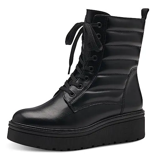 Produktbild: MARCO TOZZI Damen Stiefeletten zum Schnüren aus Kunstleder Plateau, Schwarz (Black Comb), 41