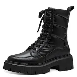 Produktbild: MARCO TOZZI Damen Stiefeletten zum Schnüren aus Leder Plateau, Schwarz (Black Met.Comb), 37