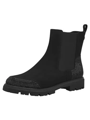 Produktbild: MARCO TOZZI by Guido Maria Kretschmer Damen Chelsea Boots Flach mit Reißverschluss, Schwarz (Black), 39 EU
