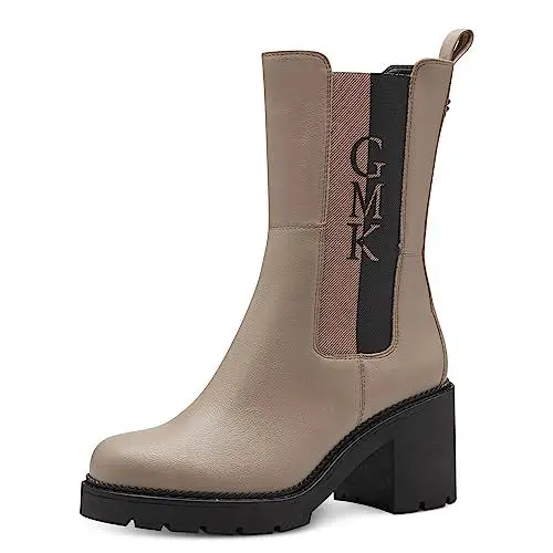 Produktbild: MARCO TOZZI by Guido Maria Kretschmer Damen Chelsea Boots aus Kunstleder mit Absatz, Braun (Taupe Comb), 40