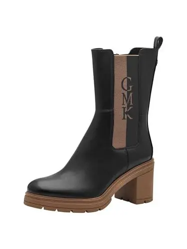 Produktbild: MARCO TOZZI by Guido Maria Kretschmer Damen Chelsea Boots mit Blockabsatz mit Reißverschluss, Schwarz (Black/Nature), 36 EU