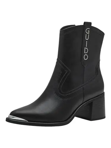 Produktbild: MARCO TOZZI by Guido Maria Kretschmer Damen Stiefeletten mit Absatz Cowboy Spitz, Schwarz (Black), 38 EU