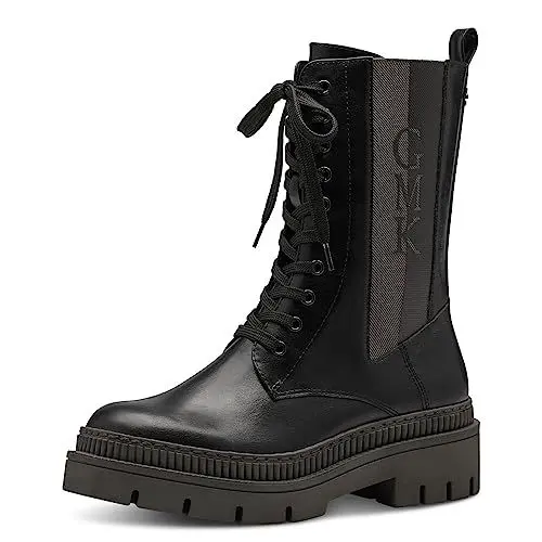 Produktbild: MARCO TOZZI by Guido Maria Kretschmer Damen Stiefeletten zum Schnüren mit Plateau mit Reißverschluss, Schwarz (Black/Dk.Grey), 37 EU