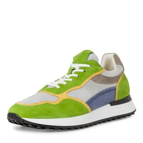 Produktbild: MARCO TOZZI by Guido Maria Kretschmer Herren Sneaker flach aus Leder mit dicker Sohle, Mehrfarbig (Green Comb), 43 EU