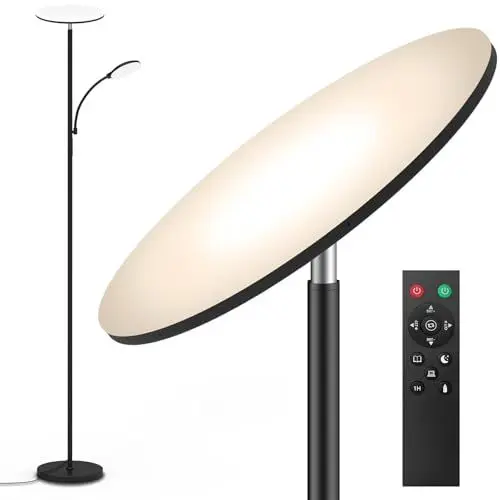Produktbild: marctronic LED Stehlampe Deckenfluter Dimmbar, 42W 4200LM Superhelle Wohnzimmer Stehlampe mit Leselampe, 175CM Hohe Moderne Standleuchte mit Fernbedienung & Touch Steuerung für Schlafzimmer BüRo
