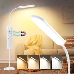 Produktbild: marctronic Weiß LED Stehlampe, 18W 1800LM Super Hell Stehlampe Dimmbar Farbtemperatur 2700K-6500K, 360° Flexibler Leselampe Modern Stehleuchte mit Fernbedienung für Wohnzimmer Schlafzimmer Büro
