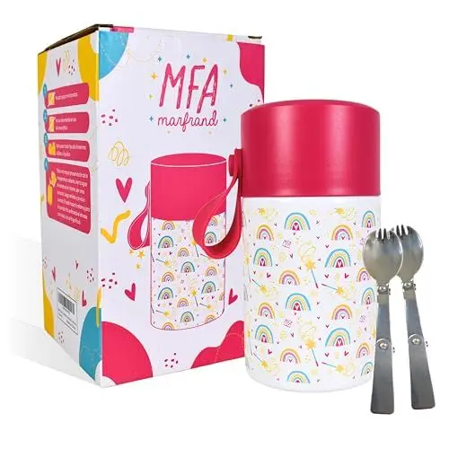 Produktbild: Marfrand. Thermobehälter Babybrei . Thermobecher Kínder. Thermobecher Babybrei. Thermobehälter Kínder. Thermobecher Essen Kinder. 550 ml. Einhorn