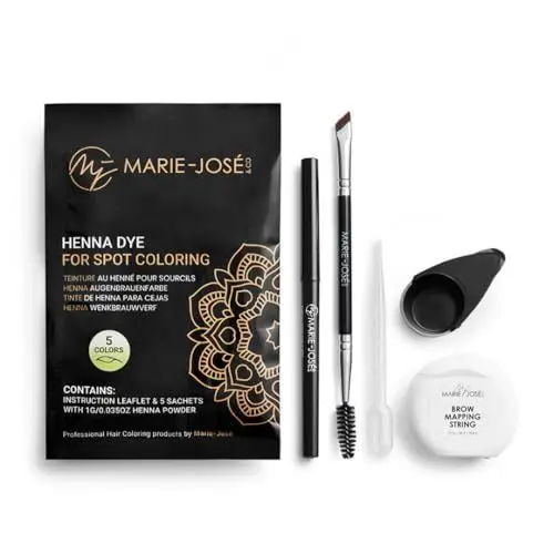 Produktbild: Marie-José All-in-One Henna Brows Kit für Profis. Ausreichend für 25 Behandlungen - Natürlich & vegan Augenbrauen färben!