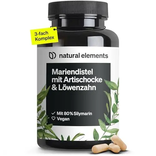 Produktbild: Mariendistel Artischocke Löwenzahn Komplex - 120 Kapseln - Hochdosiert mit 80% Silymarin - Ohne Magnesiumstearat, vegan und produziert in Deutschland