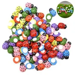 Produktbild: Marienkäfer Deko 100 Stück Mini Holz Marienkäfer Verzierungen Flatback Marienkäfer Simulation Marienkäfer Holzmarienkäfer Selbstklebend für Hochzeits Dekoration Partybedarf Scrapbooking DIY Handwerk